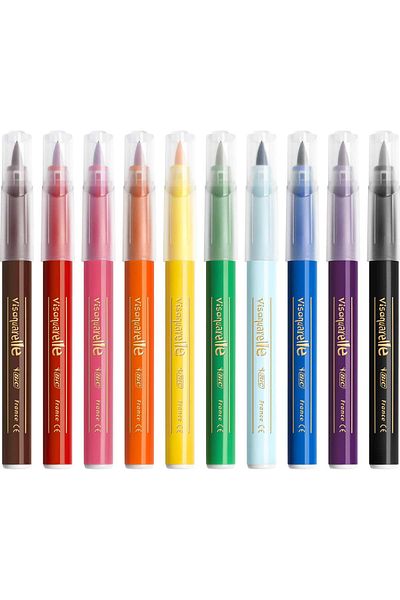 Bic 10 Colored Kids Visaquarelle Brush Tip Felt Crayons