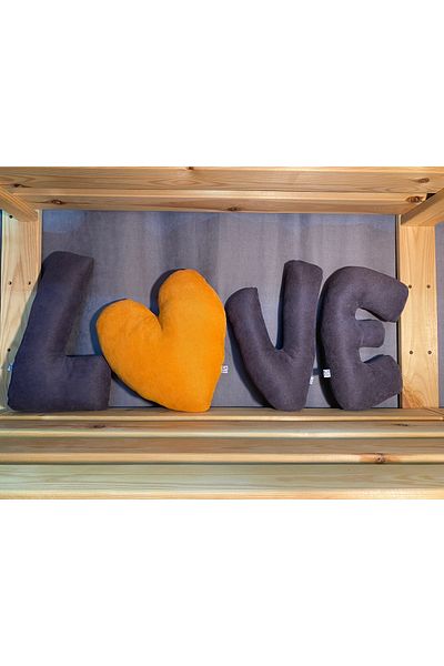 Cats&Kids Love Design Letter Pillow Set - Smoked - Orange