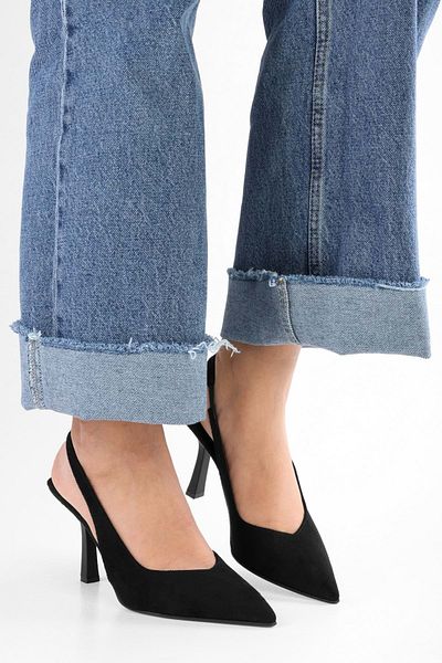 Shoeberry Women's Floe Schwarz Wildleder Stiletto