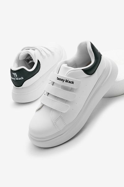 Tonny Black Παιδικά Unisex Λευκά Μαύρα Αθλητικά Παπούτσια Eva Faylon Σόλα Τρεις Velcro