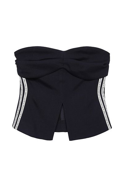Quzu Μπλούζα στράπλες Navy Blue - Λεπτομέρεια ρίγες
