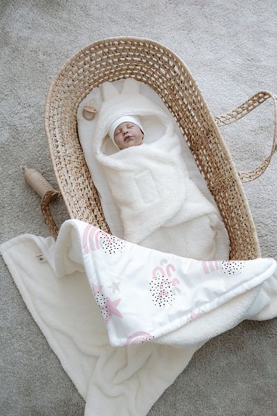 Tuğba Kuğu Plush Swaddle And Double Face Blanket - Fam Goals - Salmon Star And Rainbow