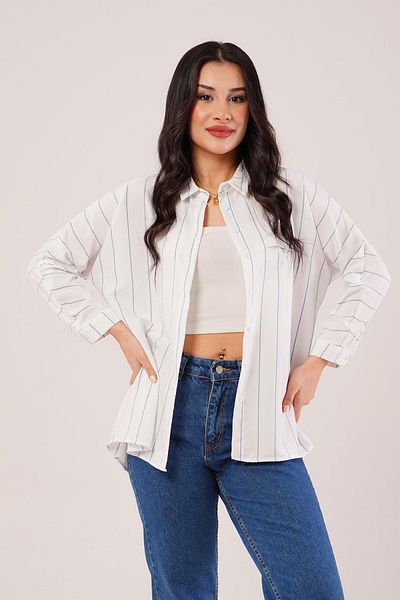 Hipo Trend Blue Striped Sleeve Folded Shirt