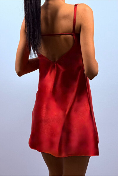 leswear Cămașă de noapte din satin cu detaliu din dantelă