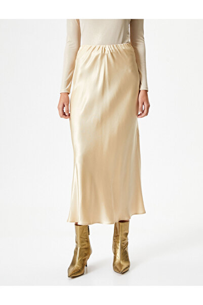 Koton A-Line Midi Satin Standard Waist Skirt