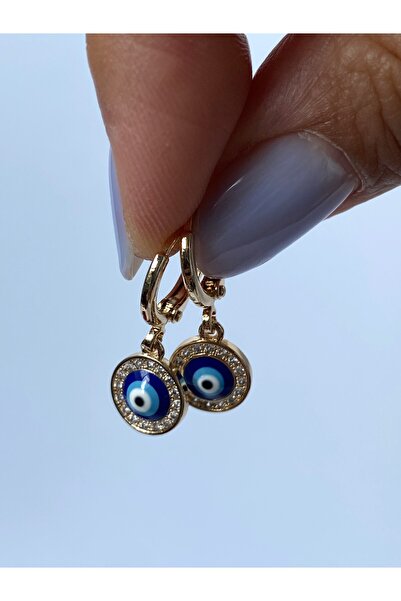 kurukafagift Nazar Boncuklu Taşlı Halka Sallantılı Küpe