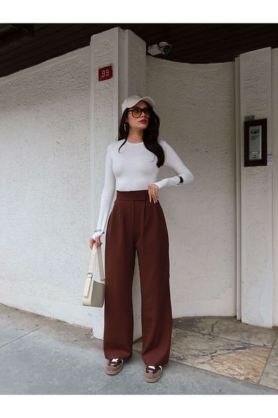 ESRAHELVACI Sticky Brown Wide Leg Trousers