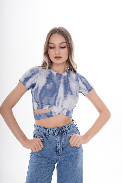 ŞİMAL Жіночий батик з візерунком, нижня частина з перехресними деталями, батик з шнурками, футболка 250074 -