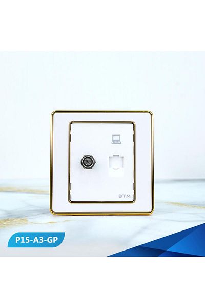 Btm Computer port and shower socket, pearl and gold