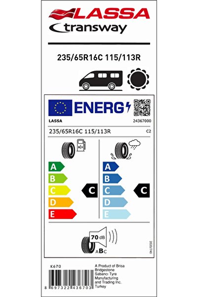 Lassa 235/65R16C 115/113R 8PR,TL TRANSWAY HAFİF TİCARİ YAZ LASTİĞİ (ÜRETİM YILI:2025)