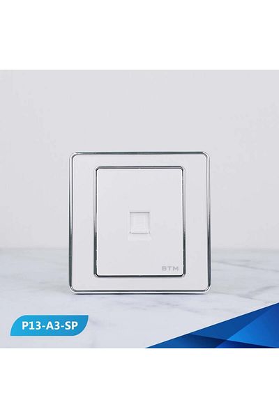 Btm Single computer socket, pearl and silver -10 pieces