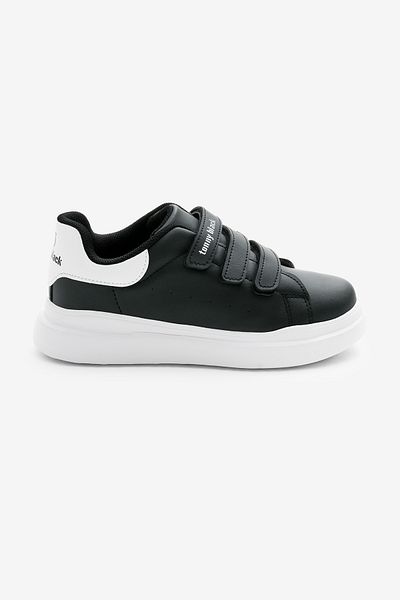 Tonny Black Pantofi sport pentru copii, unisex, negru, alb, Eva Faylon, cu trei velcro