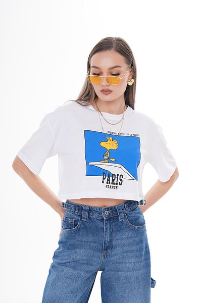 ŞİMAL Tricou casual de damă cu decolteu rotund cu imprimeu în față 250124   -