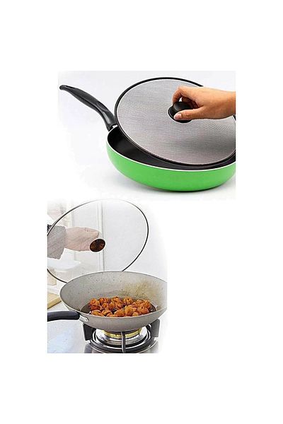 rüyayı Dream Yağ Splash Pan Pot Lid Metal Black Wire Splash Proof 29cm