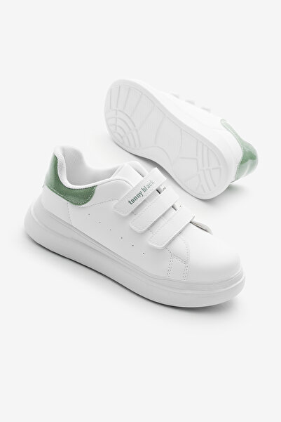 Tonny Black Children's Unisex White Aqua Green Eva Faylon Sole Three Velcro Sneakers