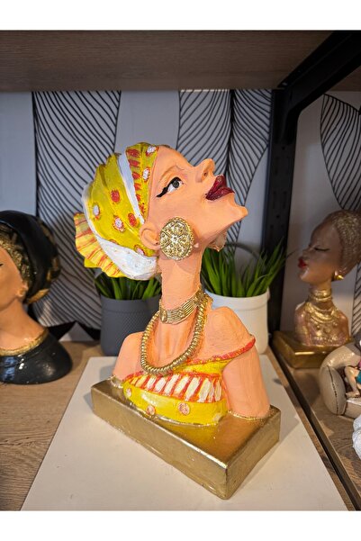 Atak Hediyelik Dekoratif Afrikalı kadın büst elite biblo polyester