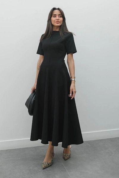 Sorridi Black Flounced Short Sleeve Dress
