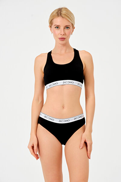 ZICCHO Bumbac și material elastic chiloți negri pentru bikini, lenjerie din 2...