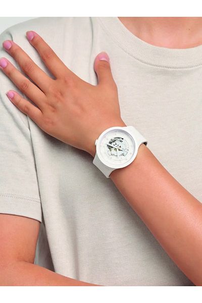 Swatch Sb03w100 Model White Clock