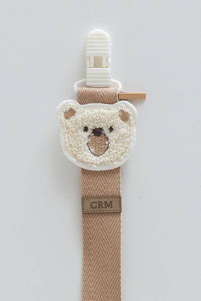 Caramell Pacifier Strap with Teddy Bear Figure, Compatible for Newborn Babies and 0-24 Months, Brown Color