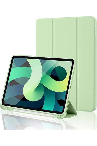 AWH حافظة iPad 10thGen (2022)، بلون أخضر ماتشا، مصنوعة من مادة TPU الناعمة، وحامل أقلام، وحامل ثلاثي الطيات، وخاصية الإيقاظ/النوم التلقائي