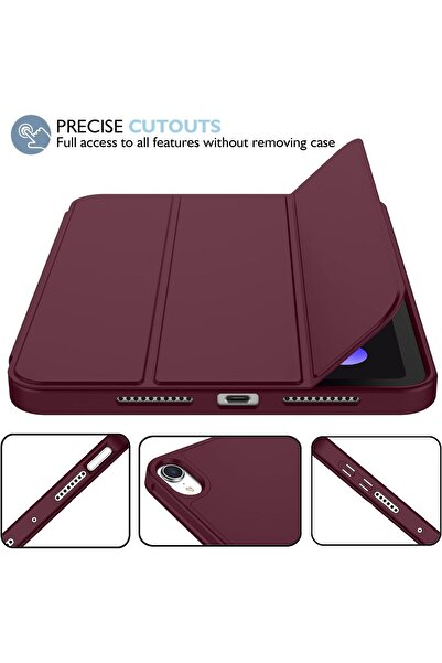 AWH حافظة iPad Mini 6 مقاس 8.3 بوصة (2021، الجيل السادس) مع حامل قلم وحامل ثلاثي الطيات وخاصية الإيقاظ/السكون التلقائي (نبيذ)