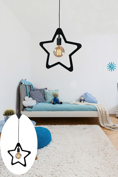 Nurnivus Star Star Single Wooden Chandelier Decorative Pendant Lamp Modern Rustic Lamp Cafe Living Room Young Children's Room Chandelier