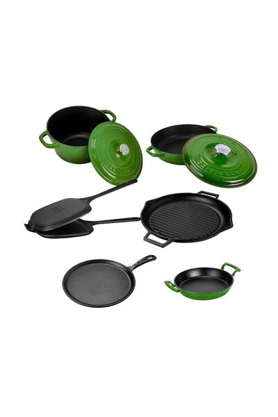 Lava Cast Iron 6X Trendy Series 9 Piece Cookware & Pans Set