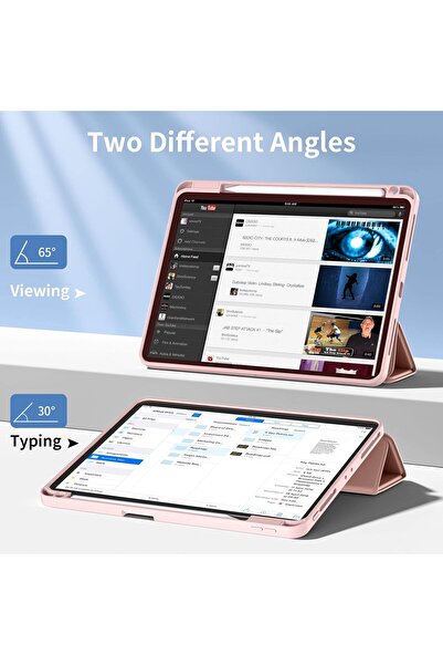 AWH Case for iPad Pro 11" 2021/2020, Pencil Holder, Auto Wake/Sleep, Trifold Stand, Rose Pink