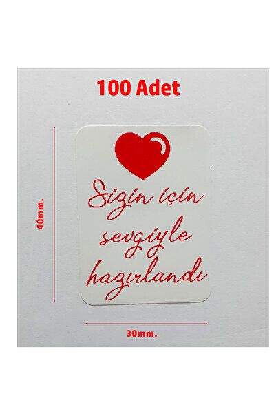 DİJİTAL BARKOD Sizin Için Sevgiyle Hazırlandı Etiket Sticker Yapışkanlı 100 Adet