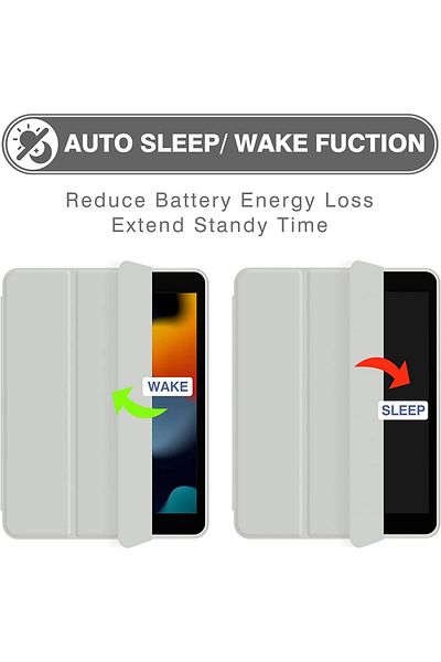 AWH iPad 10.2 Case – 9th/8th/7th Gen, Auto Wake/Sleep, Pencil Holder, Slim TPU Back, Grey