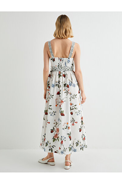 Koton Strap Midi Fruit Printed Floral Φόρεμα