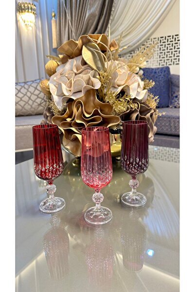 Bohemia Kristal Renkli Kesme El İşi Ayaklı Kahve Yanı Su Bardağı