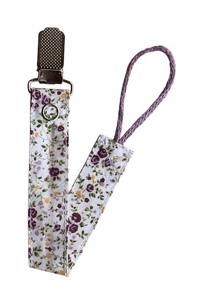 JMB Just My Baby Pacifier Straps - 3 Pieces - Purple/Red/Green - Flower Figures