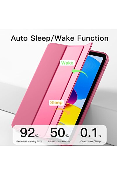 AWH iPad 10th Gen Case (2022), Watermelon Pink, Soft TPU, Pencil Holder, Trifold Stand & Auto Wake!