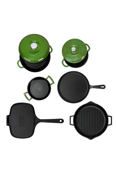 Lava Cast Iron 6X Trendy Series 9 Piece Cookware & Pans Set