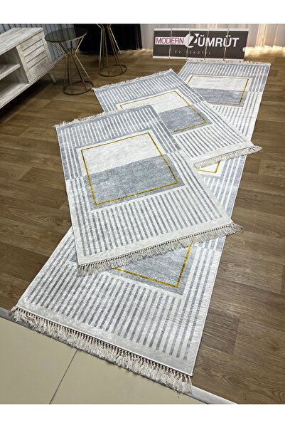 Zümrüt Ev Tekstil Yazlık Halı Dijital Baskılı Makinede Yıkanabilir Dot Taban ...