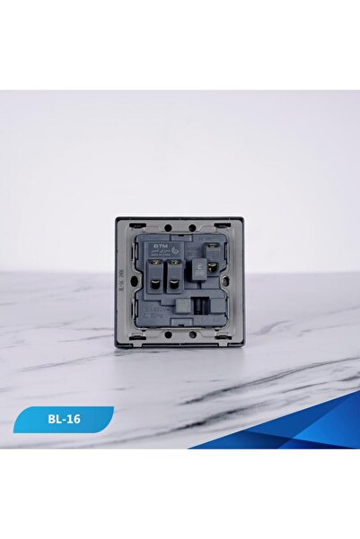 Btm مقبس 13 أمبير مع مفتاح بيانو خشبي أسود - 3 قطع