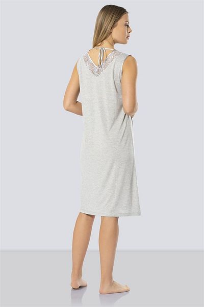 TÜREN Women's Gray Lace V-Neck Nightgown 3285