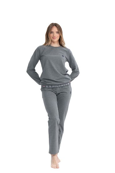 U.S. Polo Assn. Η.Π.Α. Polo Assn. 17073 Γυναικείο κοστούμι πιτζάμες με μακρυμάνικο στρογγυλό λαιμό ανθρακί