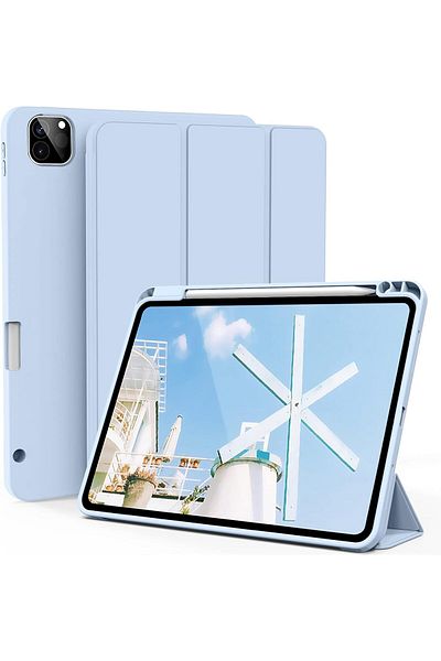 AWH حافظة iPad Pro مقاس 12.9 بوصة مع حامل قلم 2021/2020، حامل ثلاثي الطيات، وضع السكون/التنشيط التلقائي
