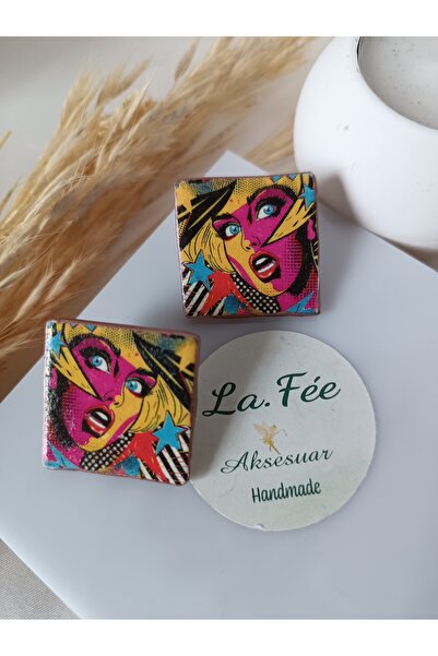 La fee aksesuar أقراط نسائية من Roy Lichtenstein - هدية Go Girl Power Girl بت...