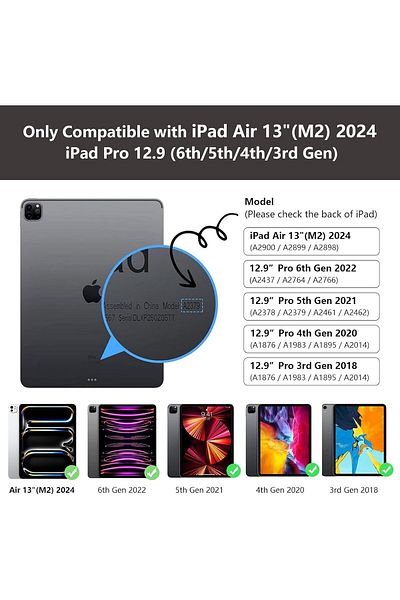 AWH لوحة مفاتيح لاسلكية قابلة للفصل لجهاز iPad Pro 12.9 بوصة من الجيل السادس/الخامس/الرابع/الثالث