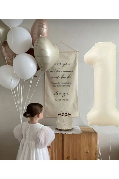 Çemrek Süs Parti Retro Coffee Cream Caramel Numeral Foil Balloon Set 10 Pieces