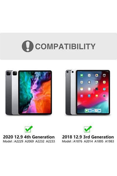 AWH حافظة لوحة مفاتيح لجهاز iPad Pro 12.9" 2020/2018، قابلة للفصل لاسلكيًا مع حامل قلم، أسود