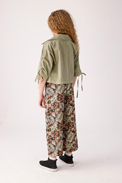 JENA Girl's Patterned Seersucker Pants 8-14 Years Black