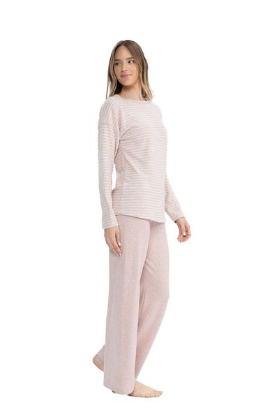 U.S. Polo Assn. U.s. Polo Assn. 17083 - Pink Melange Women's Pajama Set, Long Sleeve and Round Neck