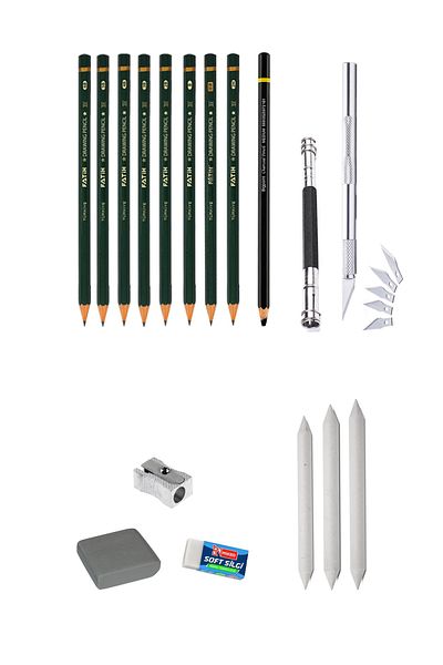 ACUTO Charcoal Drawing Set Sketching Set 8 Graded Pencil Dough Eraser Charcoal Pencil Pastel Dispersing Pencil Extension