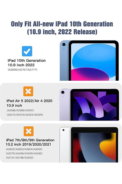 AWH حافظة iPad للجيل العاشر 2022، غطاء حامل رفيع، خاصية الإيقاظ/السكون التلقائي، ظهر صلب من البولي كربونات، أزرق داكن
