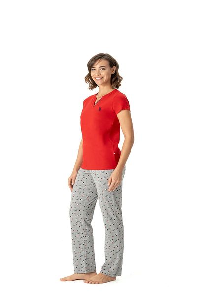 U.S. Polo Assn. US Polo Assn17004 Women's Red Short Sleeve Pajama Set